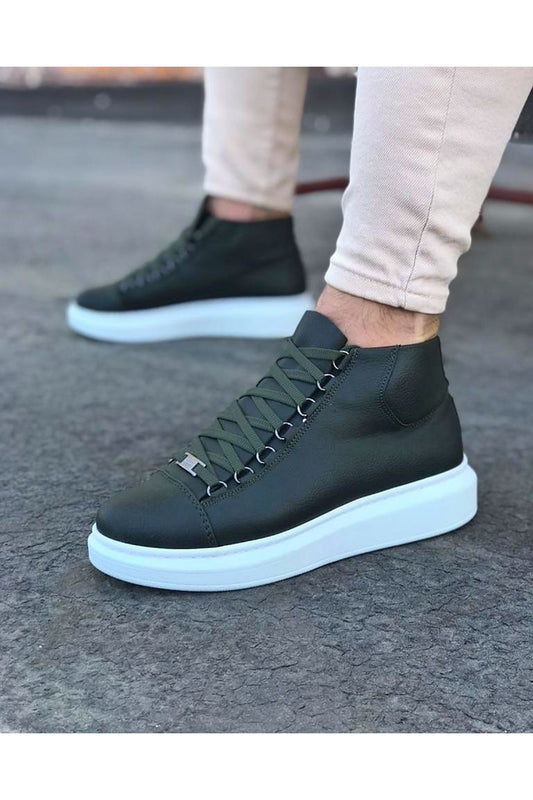 Wagoon WG032 Haki Bağcıklı Sneakers  Yarım Bilek Bot